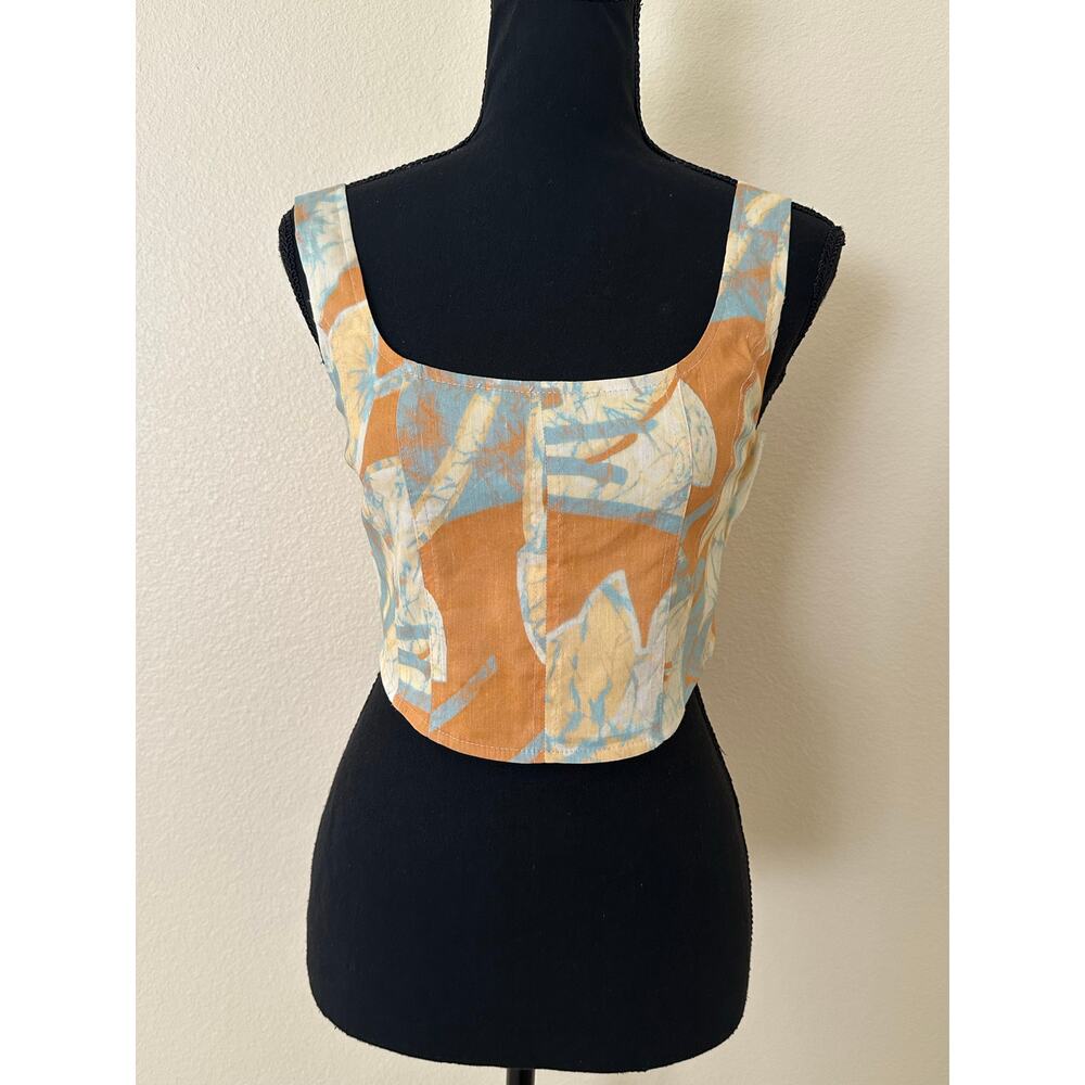 A.L.C. Women Multicolor Isabel Linen Blend Sleeveless Crop Top Size 0-NWT - Picture 8 of 8